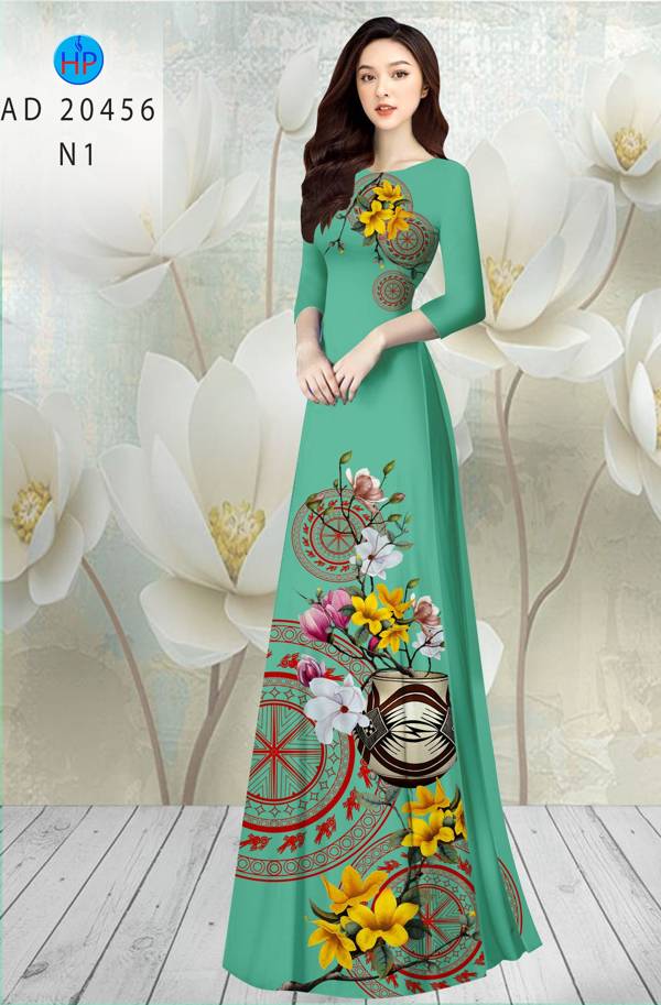 Vải Áo Dài Tết Hoa in 3D AD 20456 37